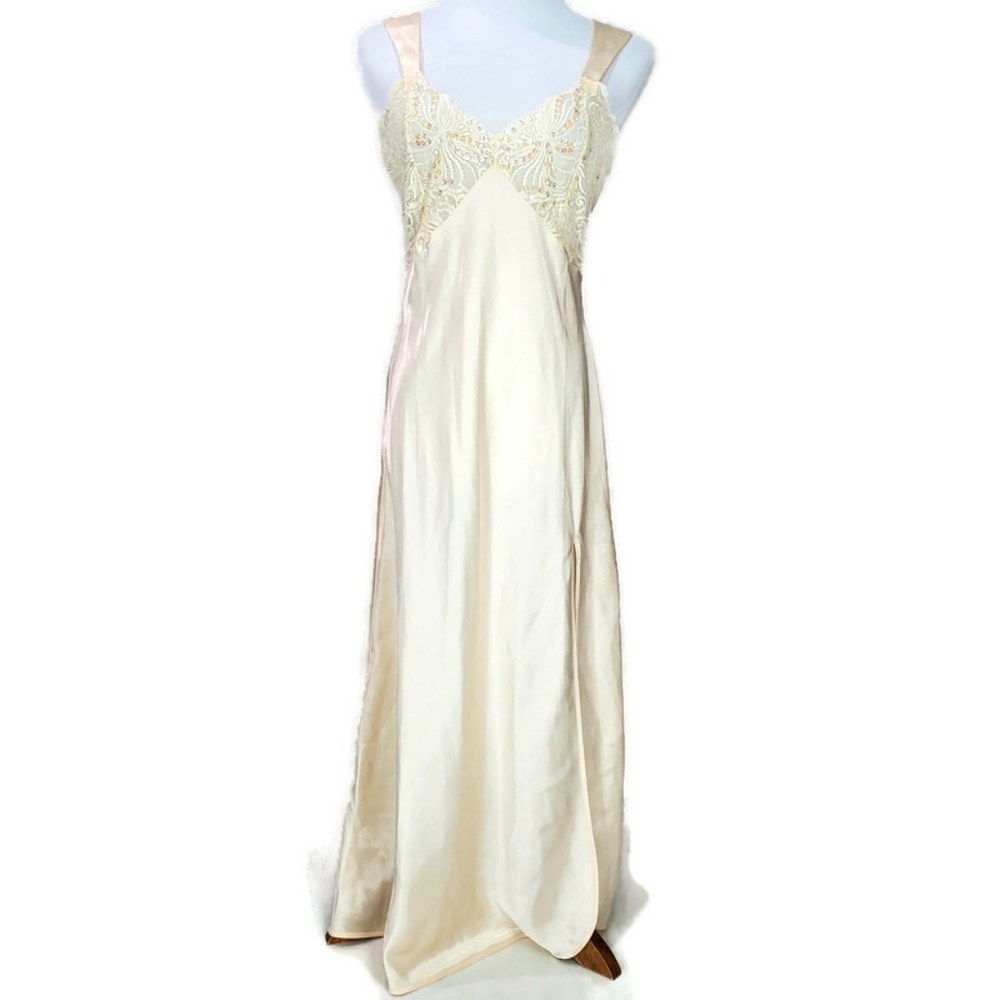 Vintage Victoria's Secret Maxi Satin Slip Dress Size Small Gold Label EUC